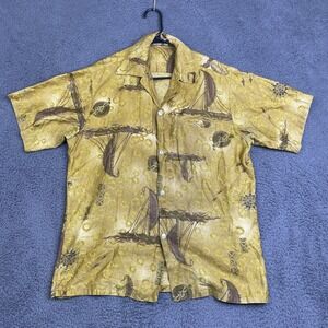 Vintage Liberty House Hawaii Hawaiian Aloha Shirt Boat Print Japanese VTG SEE